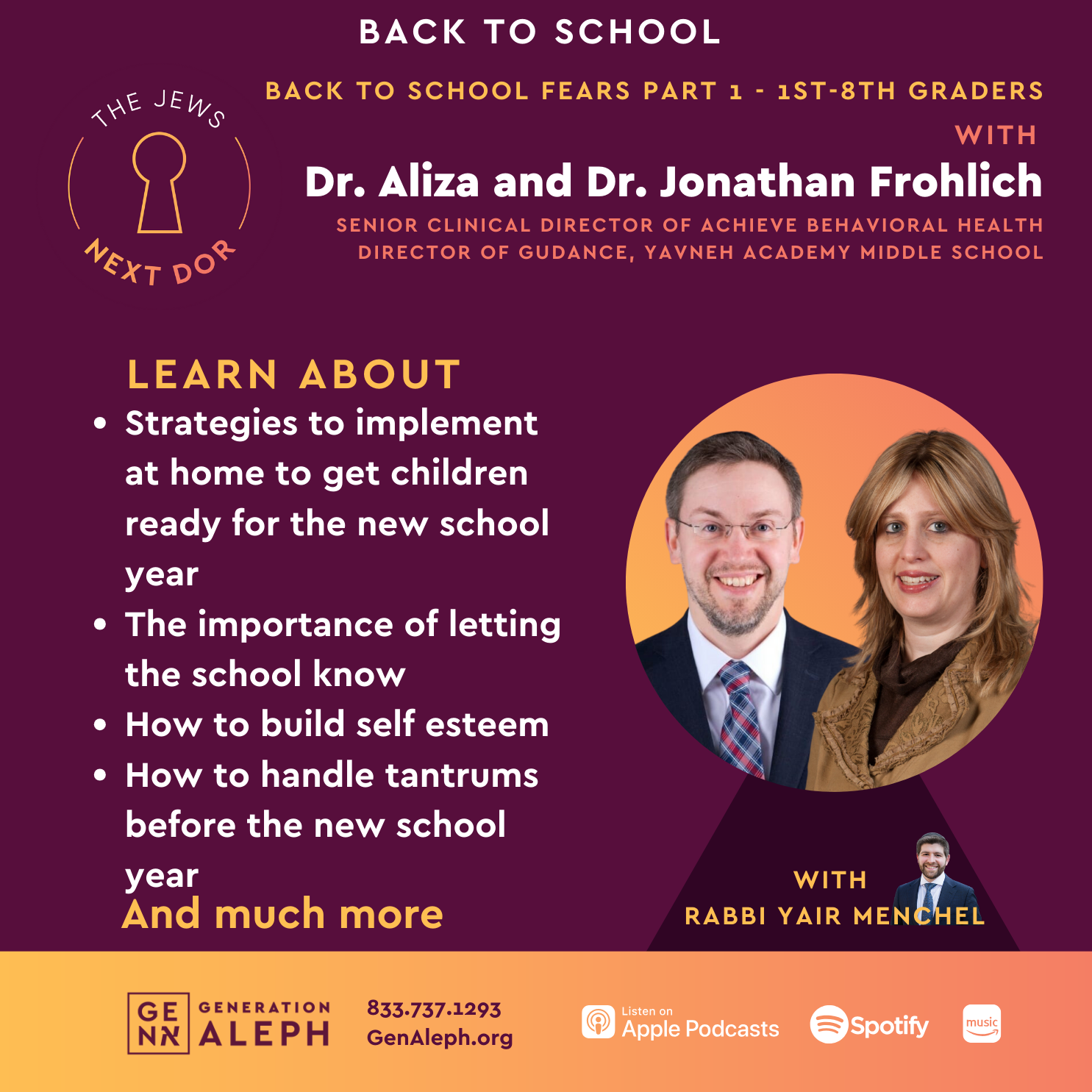 Conquering Back to School Jitters Part 1: A Guide for Parents of 1st-8th Graders – Dr. Aliza and Dr. Jonathan Frohlich