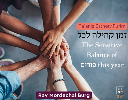 The Sensitive Balance of פורים this year – Rav Mordechai Burg